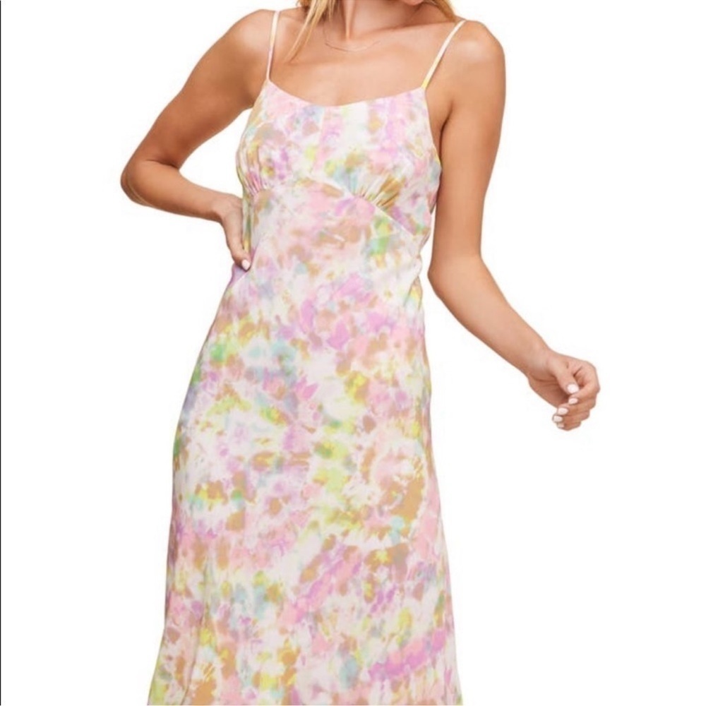 Astr the label charisma tie dye midi dress pink yellow size M - Picture 2 of 11